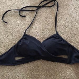 Pink black criss cross bikini top